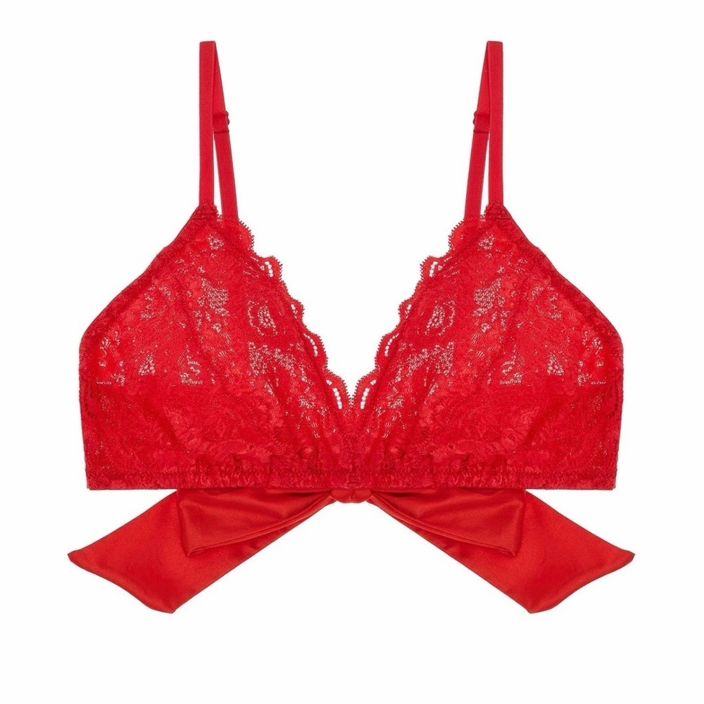 Cosabella Never Say Never Tie Me Up Triangle Bralette Rossette/Rosse red‎ S NWT